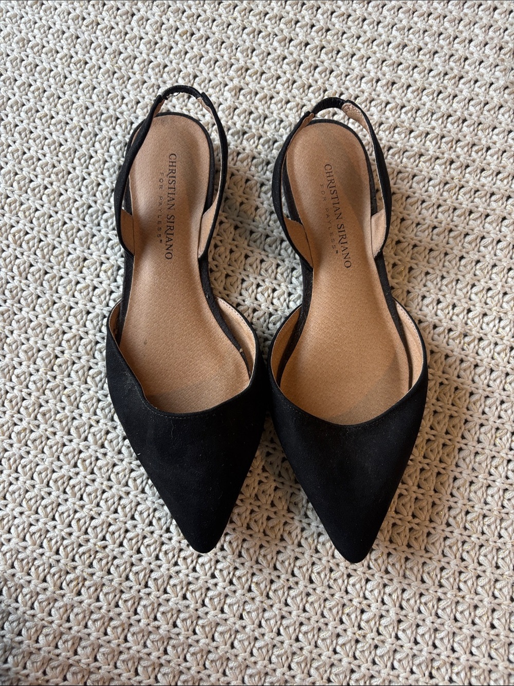 Christian Siriano Black Pointed Slingback Flats